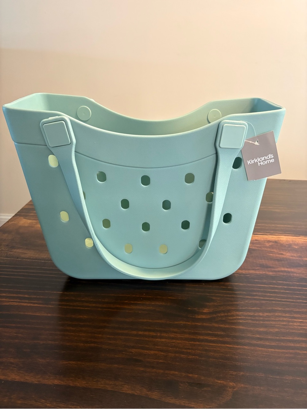Kirkland’s Home Carry-All Basket Tote Aqua Blue NWT